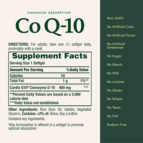 نيتشورز باونتي كبسولات جيلاتينية كارديو Q10 Co Q-10 (400 ملغم/39 لكل قطعة) in Saudi Arabia