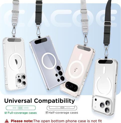 Cacoe Phone Lanyard 2 pack-2 × حزام عنق قابل للتعديل ، 2 × بقع ، حبل شحلي متعدد المقدمة متوافق مع معظم الهواتف الذكية (أسود+رمادي) in Kuwait