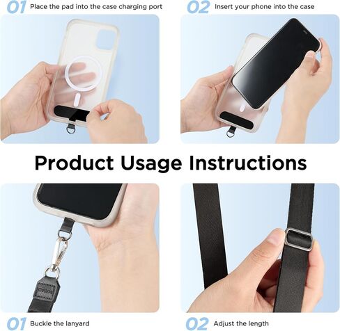 Cacoe Phone Lanyard 2 pack-2 × حزام عنق قابل للتعديل ، 2 × بقع ، حبل شحلي متعدد المقدمة متوافق مع معظم الهواتف الذكية (أسود+رمادي) in Kuwait