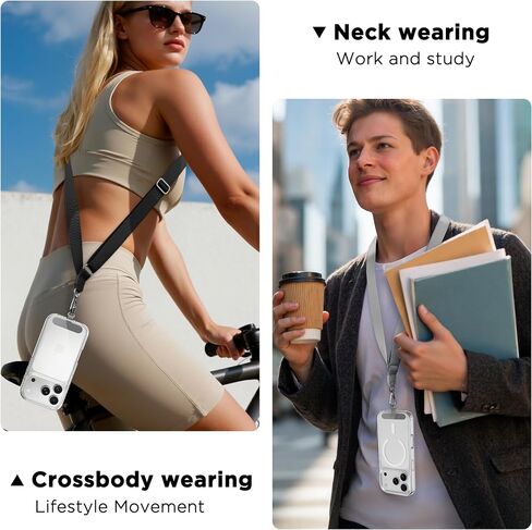 Cacoe Phone Lanyard 2 pack-2 × حزام عنق قابل للتعديل ، 2 × بقع ، حبل شحلي متعدد المقدمة متوافق مع معظم الهواتف الذكية (أسود+رمادي) in Kuwait