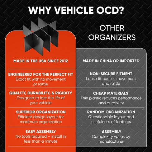 Vehicle OCD - Center Console Organizer Tray for Toyota Tacoma (2005-2015) and (2016-2023) - Made in USA in Saudi Arabia