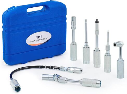 Orion Motor Tech Grease Gun Accessory Kit, 11 Piece Grease Gun Coupler Set for Hard to Reach Grease Fittings, Heavy Duty Lubrication Grease Zerk Fitting Adapters with Grease Gun Hose Holder in Saudi Arabia