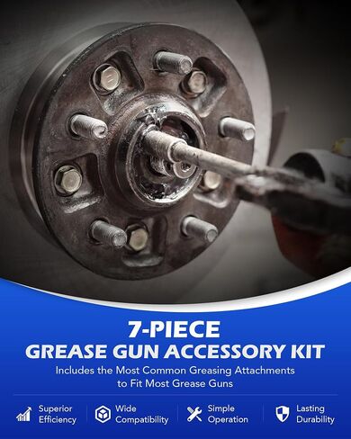 Orion Motor Tech Grease Gun Accessory Kit, 11 Piece Grease Gun Coupler Set for Hard to Reach Grease Fittings, Heavy Duty Lubrication Grease Zerk Fitting Adapters with Grease Gun Hose Holder in Saudi Arabia