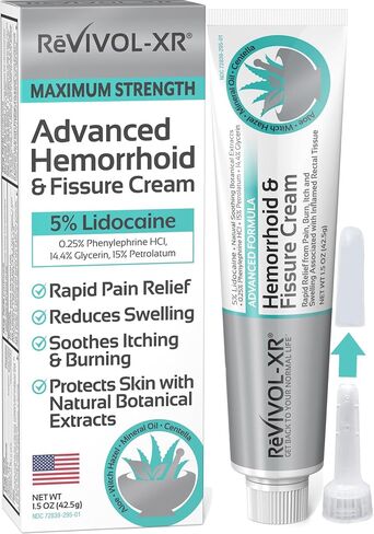 Hemorrhoid Treatment & Fissure Cream. Fast Relief of Swelling Pain Itch Burn +Protects Skin. 5% Lidocaine, Glycerin, Aloe, Witch Hazel, Botanical + Vitamins. Most Complete Blend Formula. Made-in-USA. in Kuwait