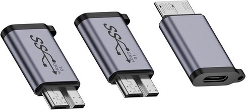 WLGQ USB 3.0 Micro B ذكر إلى محول أنثى - محول 5 جيجابت في الثانية لمحرك الأقراص الثابتة الخارجي ، SSD ، كاميرا - دعم OTG ، رمادي (3 عبوات) in Saudi Arabia