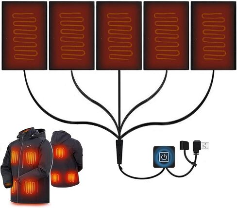 منصات التدفئة الكهربائية للملابس، DDSKY 5 قطع قابلة للتعديل 3 قطع من ألياف الكربون ساخنة، سخان مقاوم للماء للتخييم في الشتاء خفيف الوزن - شحن USB in Kuwait