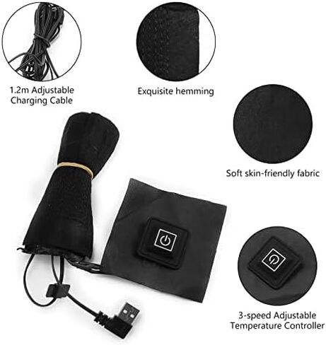 منصات التدفئة الكهربائية للملابس، DDSKY 5 قطع قابلة للتعديل 3 قطع من ألياف الكربون ساخنة، سخان مقاوم للماء للتخييم في الشتاء خفيف الوزن - شحن USB in Kuwait