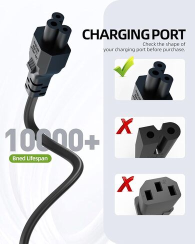 AC 3 Prong Laptop Power Cable Cord for LG TV, Asus Lenovo Dell HP Acer MSI Razer Toshiba Sony Samsung Adapter Notebook Computer Charger Replacement - ETL Listed Cable in Saudi Arabia