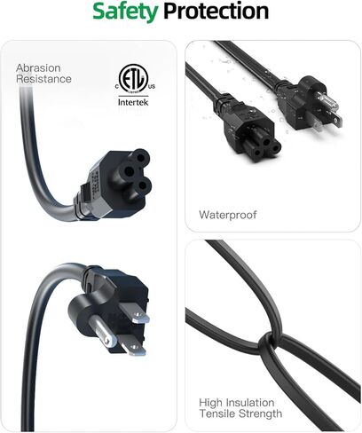 AC 3 Prong Laptop Power Cable Cord for LG TV, Asus Lenovo Dell HP Acer MSI Razer Toshiba Sony Samsung Adapter Notebook Computer Charger Replacement - ETL Listed Cable in Saudi Arabia