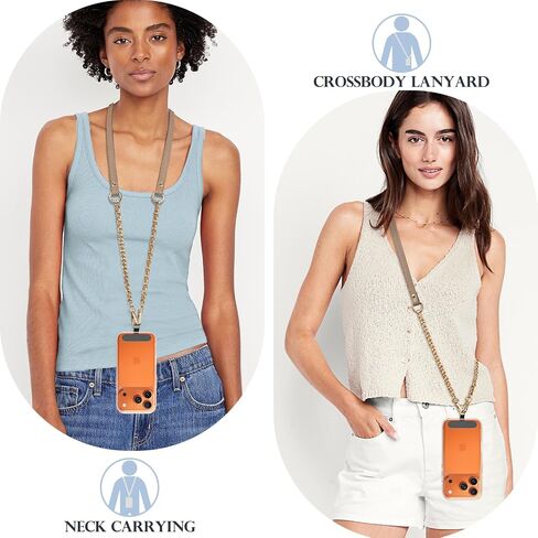 TiMOVO 2-in-1 Phone Lanyard Crossbody, Adjustable Phone Strap for iPhone 16 Pro Max, PU Strap Combo with Metal Chain in Saudi Arabia