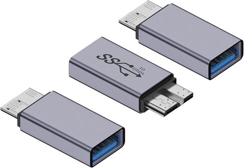 WLGQ USB 3.0 Micro B Male to type C محول الإناث - محول 10 جيجابت في الثانية لمحرك الأقراص الثابتة الخارجي ، SSD ، الكاميرا - المكونات والتشغيل ، محمية (رمادي ، 3 عبوات) in Saudi Arabia