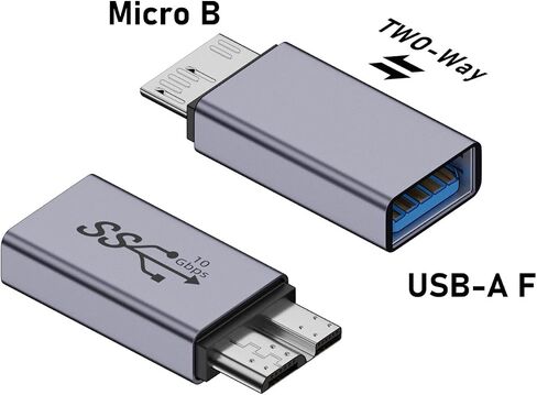 WLGQ USB 3.0 Micro B Male to type C محول الإناث - محول 10 جيجابت في الثانية لمحرك الأقراص الثابتة الخارجي ، SSD ، الكاميرا - المكونات والتشغيل ، محمية (رمادي ، 3 عبوات) in Saudi Arabia