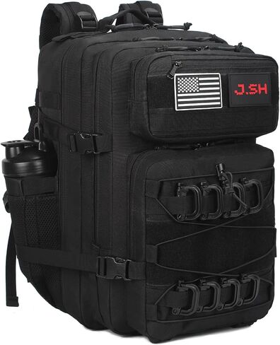 J.Sh 45L سعة كبيرة 3 أيام على الظهر التكتيكي ، مقاومة للماء ، مقاومة للدموع ، molle ، الأشرطة القابلة للتعديل (حزام الصدر وحزام الخصر) ، حقيبة الظهر المشي لمسافات طويلة للرجال والنساء-الأسود in Saudi Arabia