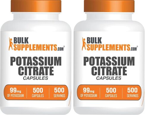 BulkSupplements.com Potassium Citrate Capsules - Potassium Supplement, Potassium Citrate 99mg - Potassium Citrate Supplement, Potassium Pills - 1 Capsule per Serving, 180 Capsules (Pack of 1) in Saudi Arabia