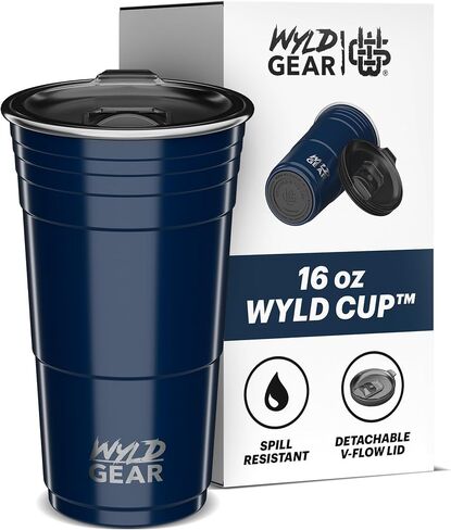 Wyld Gear Wyld Cup - الفولاذ المقاوم للصدأ ، كوب حفلة معزول بالفراغ مع غطاء - 24 أوقية برتقالية محترقة in Saudi Arabia