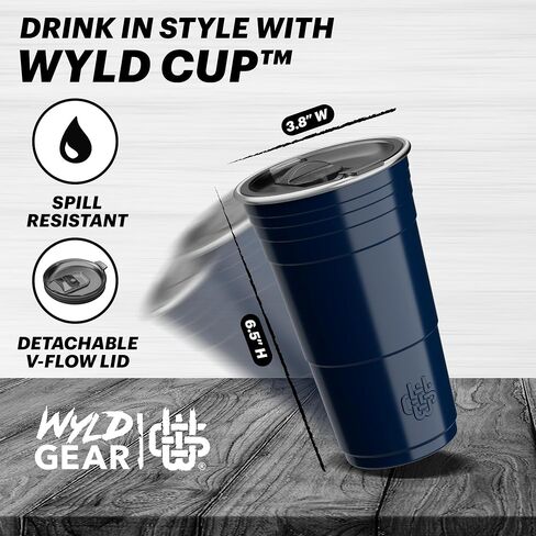 Wyld Gear Wyld Cup - الفولاذ المقاوم للصدأ ، كوب حفلة معزول بالفراغ مع غطاء - 24 أوقية برتقالية محترقة in Saudi Arabia