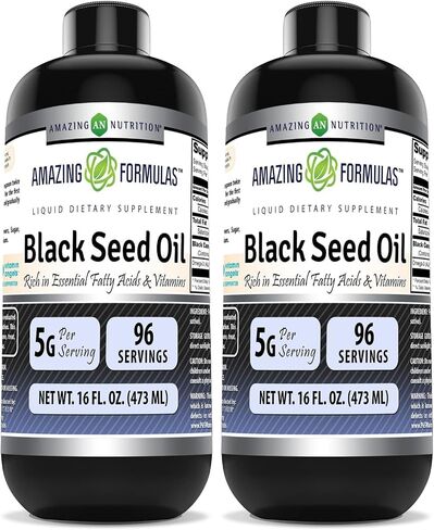 Amazing Formulas Black Seed Oil 16 oz | Natural Cold Pressed Black Cumin Seed Oil from 100% Genuine Nigella Sativa | Non-GMO | Gluten Free in Kuwait