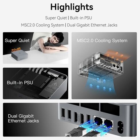 كمبيوتر صغير Beelink SER5، AMD Ryzen 7 5700U(8C/16T، حتى 4.3 جيجاهرتز)، كمبيوتر صغير 16 جيجابايت DDR4 RAM 500 جيجابايت M.2 SSD Graphics 8 core 1900 ميجاهرتز Wifi6/BT5.2/HDMI+DP+Type-C، الدعم عرض ثلاث شاشات in Kuwait