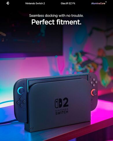 حامي الشاشة الزجاجية المقسّمة من ألوميناكور [Glaste EZ FIT] مصمم لمفتاح Nintendo 2 (2025) - 2 Pack 9H+ صلابة ، المتانة المعززة للألومنيوم ومقاومة التأثير in Saudi Arabia