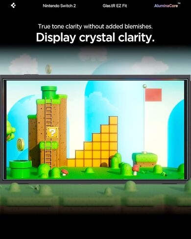 حامي الشاشة الزجاجية المقسّمة من ألوميناكور [Glaste EZ FIT] مصمم لمفتاح Nintendo 2 (2025) - 2 Pack 9H+ صلابة ، المتانة المعززة للألومنيوم ومقاومة التأثير in Saudi Arabia