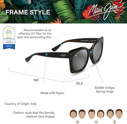 نظارات شمسية مربعة للنساء من Maui Jim مع عدسات Polarizedplus2 حاصلة على براءة اختراع in Kuwait