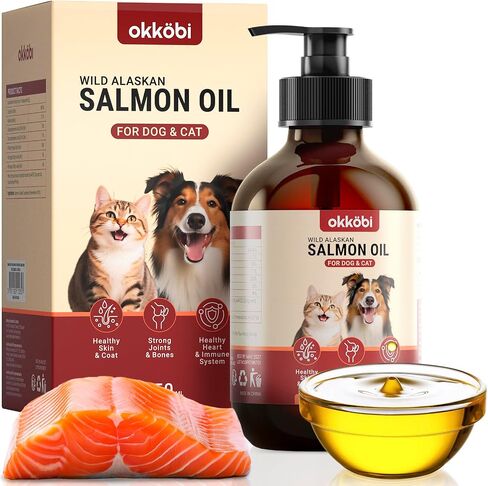 Wild Alaskan Salmon Oil for Dogs & Cats - Pure Fish Oil for Dogs with Omega 3, EPA & DHA Supplements for Skin & Coat, Heart & Immune System, Joint and Brain Support - 8.5 oz in Saudi Arabia