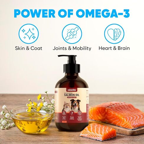 Wild Alaskan Salmon Oil for Dogs & Cats - Pure Fish Oil for Dogs with Omega 3, EPA & DHA Supplements for Skin & Coat, Heart & Immune System, Joint and Brain Support - 8.5 oz in Saudi Arabia