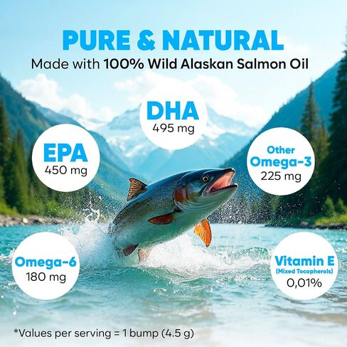 Wild Alaskan Salmon Oil for Dogs & Cats - Pure Fish Oil for Dogs with Omega 3, EPA & DHA Supplements for Skin & Coat, Heart & Immune System, Joint and Brain Support - 8.5 oz in Saudi Arabia