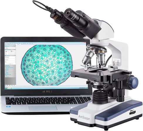 AmScope B120B Siedentopf Binocular Compound Microscope, 40X-2000X Magnification, Brightfield, LED Illumination, Abbe Condenser, Double-Layer Mechanical Stage in Saudi Arabia