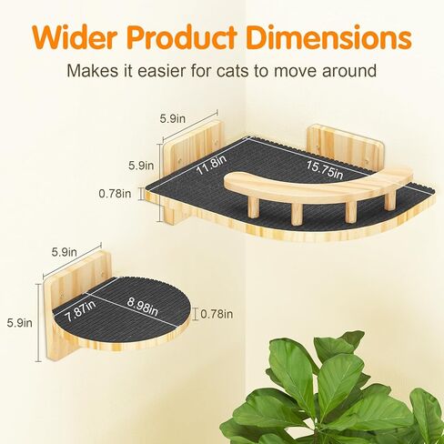 أرفف حائط للقطط من XiaZ، رف زاوية للقطط مع 3 خطوات جثم واسعة، أثاث خشبي متسلق حائط كيتي يصل إلى 25 رطل، سلالم القطط العائمة الحديثة للنوم الداخلي واللعب والتسلق in Kuwait