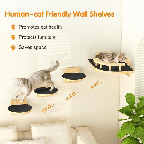 أرفف حائط للقطط من XiaZ، رف زاوية للقطط مع 3 خطوات جثم واسعة، أثاث خشبي متسلق حائط كيتي يصل إلى 25 رطل، سلالم القطط العائمة الحديثة للنوم الداخلي واللعب والتسلق in Kuwait