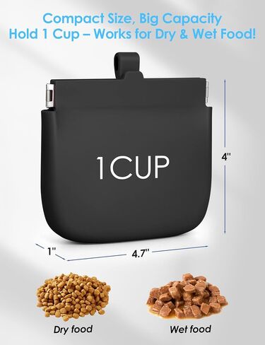 RBibei【One-Hand Access Silicone Dog Treat Pouch, Small Pocket Sized Training Pouch with Pull Tab & Auto Closing Lid for Easy Pet Training & Walking (Black) in Saudi Arabia