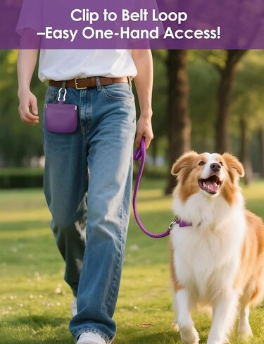 RBibei【One-Hand Access Silicone Dog Treat Pouch, Small Pocket Sized Training Pouch with Pull Tab & Auto Closing Lid for Easy Pet Training & Walking (Black) in Saudi Arabia