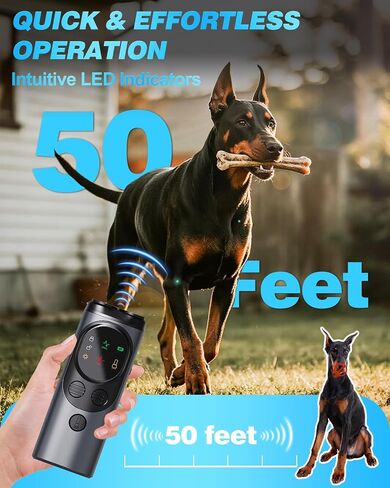 2025 Ultrasonic Dog Bark Deterrent Devices with 3 Emitters & SOS Flashlight, Humane Anti-Bark Trainer, 50FT Range, 90-Day Battery, Multi-Mode Rechargeable Dog Deterrent for Indoor & Outdoor Use in Saudi Arabia