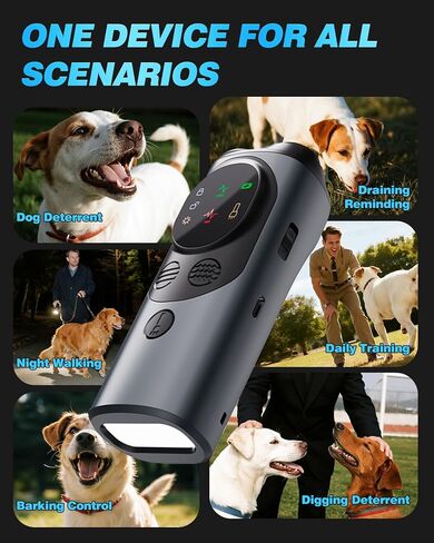 2025 Ultrasonic Dog Bark Deterrent Devices with 3 Emitters & SOS Flashlight, Humane Anti-Bark Trainer, 50FT Range, 90-Day Battery, Multi-Mode Rechargeable Dog Deterrent for Indoor & Outdoor Use in Saudi Arabia