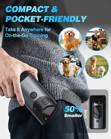 2025 Ultrasonic Dog Bark Deterrent Devices with 3 Emitters & SOS Flashlight, Humane Anti-Bark Trainer, 50FT Range, 90-Day Battery, Multi-Mode Rechargeable Dog Deterrent for Indoor & Outdoor Use in Saudi Arabia