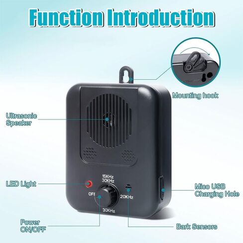 أجهزة التحكم في نباح الكلاب، أجهزة ردع نباح الكلاب بالموجات فوق الصوتية القابلة لإعادة الشحن، 3 أوضاع لأجهزة مكافحة نباح الكلاب مناسبة للكلاب الكبيرة والمتوسطة والصغيرة، عبوة من قطعتين in Kuwait