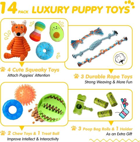 Zeaxuie 9 Pack Luxury Puppy Toys for Teething Small Dogs, Puppy Chew Toys with Cute Squeaky Dog Toys, Ball and More Rope Dog Chew Toys in Saudi Arabia