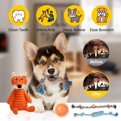 Zeaxuie 9 Pack Luxury Puppy Toys for Teething Small Dogs, Puppy Chew Toys with Cute Squeaky Dog Toys, Ball and More Rope Dog Chew Toys in Saudi Arabia