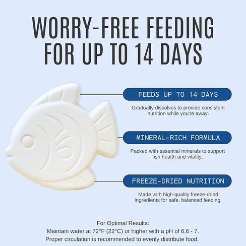 وحدة تغذية العطلات لحوض السمك - كتلة تغذية لمدة 14 يومًا - طعام أسماك بطيء الإطلاق لسمك البيتا والسمك الذهبي والأسماك الاستوائية - طعام خزان الحيوانات الأليفة المائي (عبوة واحدة من كتلتين) in Kuwait