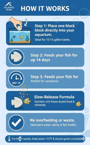 وحدة تغذية العطلات لحوض السمك - كتلة تغذية لمدة 14 يومًا - طعام أسماك بطيء الإطلاق لسمك البيتا والسمك الذهبي والأسماك الاستوائية - طعام خزان الحيوانات الأليفة المائي (عبوة واحدة من كتلتين) in Kuwait