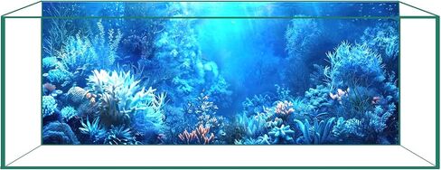 Aquarium Background & Fish Tank Background – Ultra HD Static Cling, No Tape, No Residue, Vibrant Underwater Scenery for Stunning Aquarium Decorations, Blue Ocean Theme 11.8 X 23.6 Inches in Kuwait