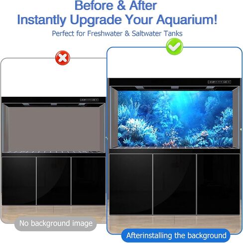 Aquarium Background & Fish Tank Background – Ultra HD Static Cling, No Tape, No Residue, Vibrant Underwater Scenery for Stunning Aquarium Decorations, Blue Ocean Theme 11.8 X 23.6 Inches in Kuwait