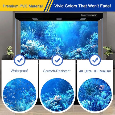 Aquarium Background & Fish Tank Background – Ultra HD Static Cling, No Tape, No Residue, Vibrant Underwater Scenery for Stunning Aquarium Decorations, Blue Ocean Theme 11.8 X 23.6 Inches in Kuwait