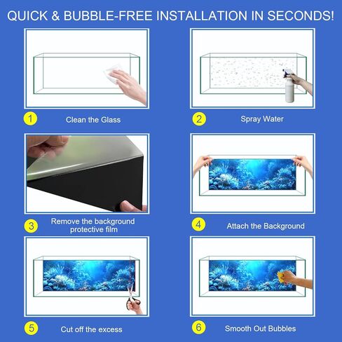 Aquarium Background & Fish Tank Background – Ultra HD Static Cling, No Tape, No Residue, Vibrant Underwater Scenery for Stunning Aquarium Decorations, Blue Ocean Theme 11.8 X 23.6 Inches in Kuwait