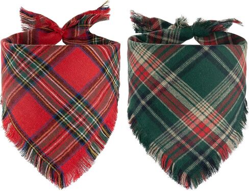 Christmas Dog Bandana, Dog Christmas Scarf for Pet Boy and Girl, Stylish Plaid Bandanas for Medium Large Dogs Two Pack in Saudi Arabia