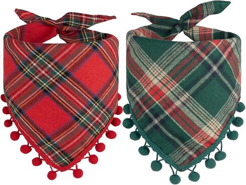 Christmas Dog Bandana, Dog Christmas Scarf for Pet Boy and Girl, Stylish Plaid Bandanas for Medium Large Dogs Two Pack in Saudi Arabia