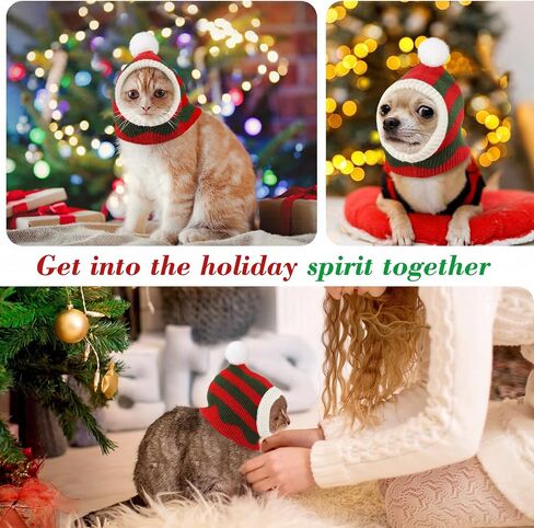 Pawaboo قبعة عيد الميلاد للحيوانات الأليفة للكلاب، قبعة عيد الميلاد محبوكة مضحكة مع بوم بوم، قبعة سنود كروشيه دافئة لفصل الشتاء، وشاح لتدفئة الرقبة للكلاب المتوسطة، هدية تزيين الحفلات، XS، عيد الميلاد الأيائل الأحمر in Saudi Arabia