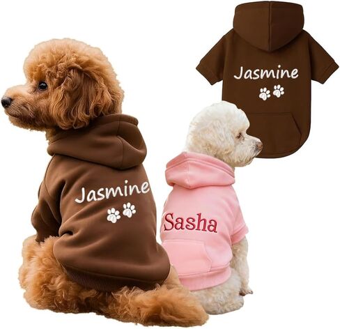 Custom Dog Hoodie with Embroidered Name, Personalized Puppy Sweater, Warm Winter Outfit for Small and Large Dogs, Unique Pet Gift for Dog Lovers in Kuwait