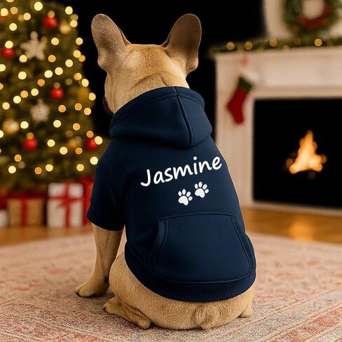 Personalized Name Dog Hoodie, Embroidered Hoodies Pet Name, Custom Puppy Sweater Warm Winter Outfit for Dogs, Unique Pet Birthday Gift Memorial Sweatshirt for Dog Lovers in Kuwait